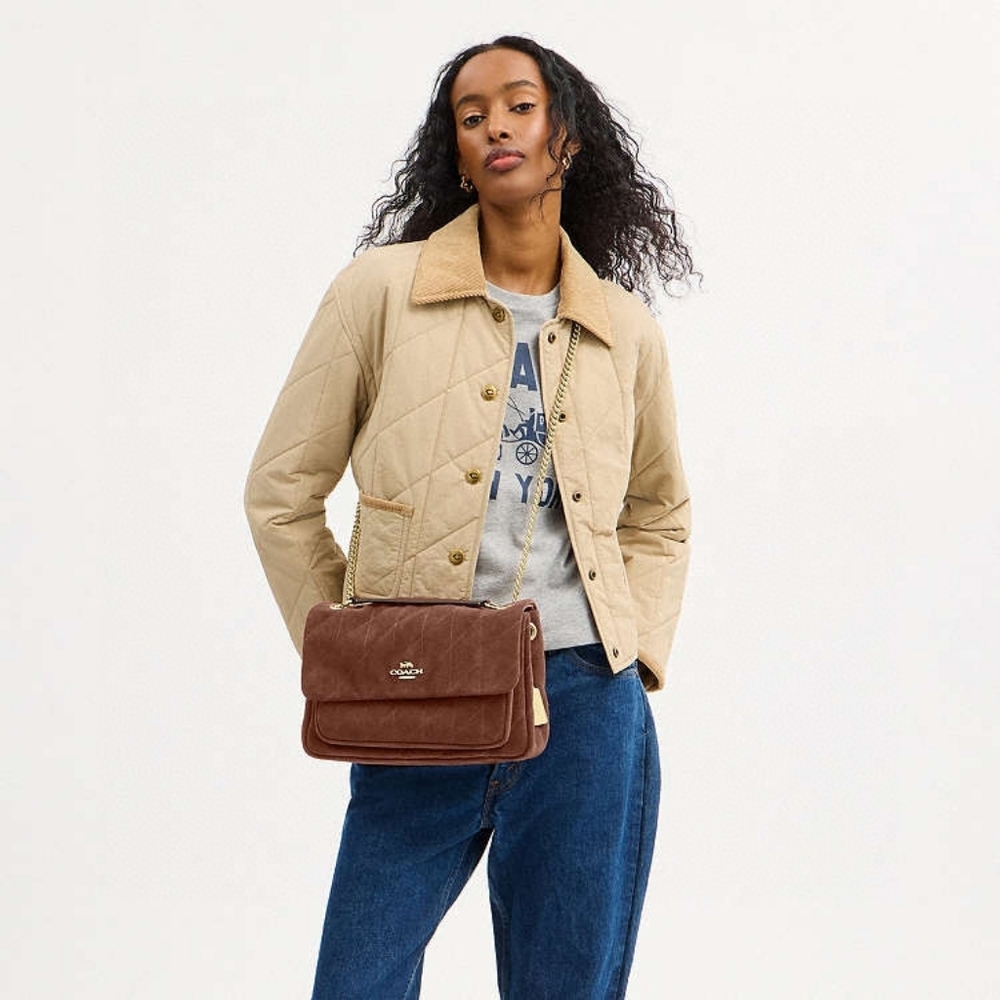 NWT Coach Elodie Crossbody Bag Quilting CCZ63 Gold/Vintage Brown/Maple Suede - Picture 8 of 8